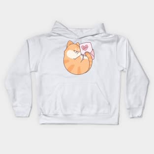 Sleeping Chubby Orange Cat Love Letter Kids Hoodie